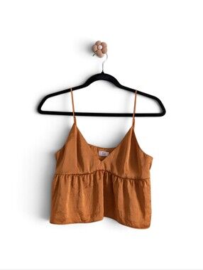 Aritzia Little Moon Rust Orange Babydoll Cropped Top